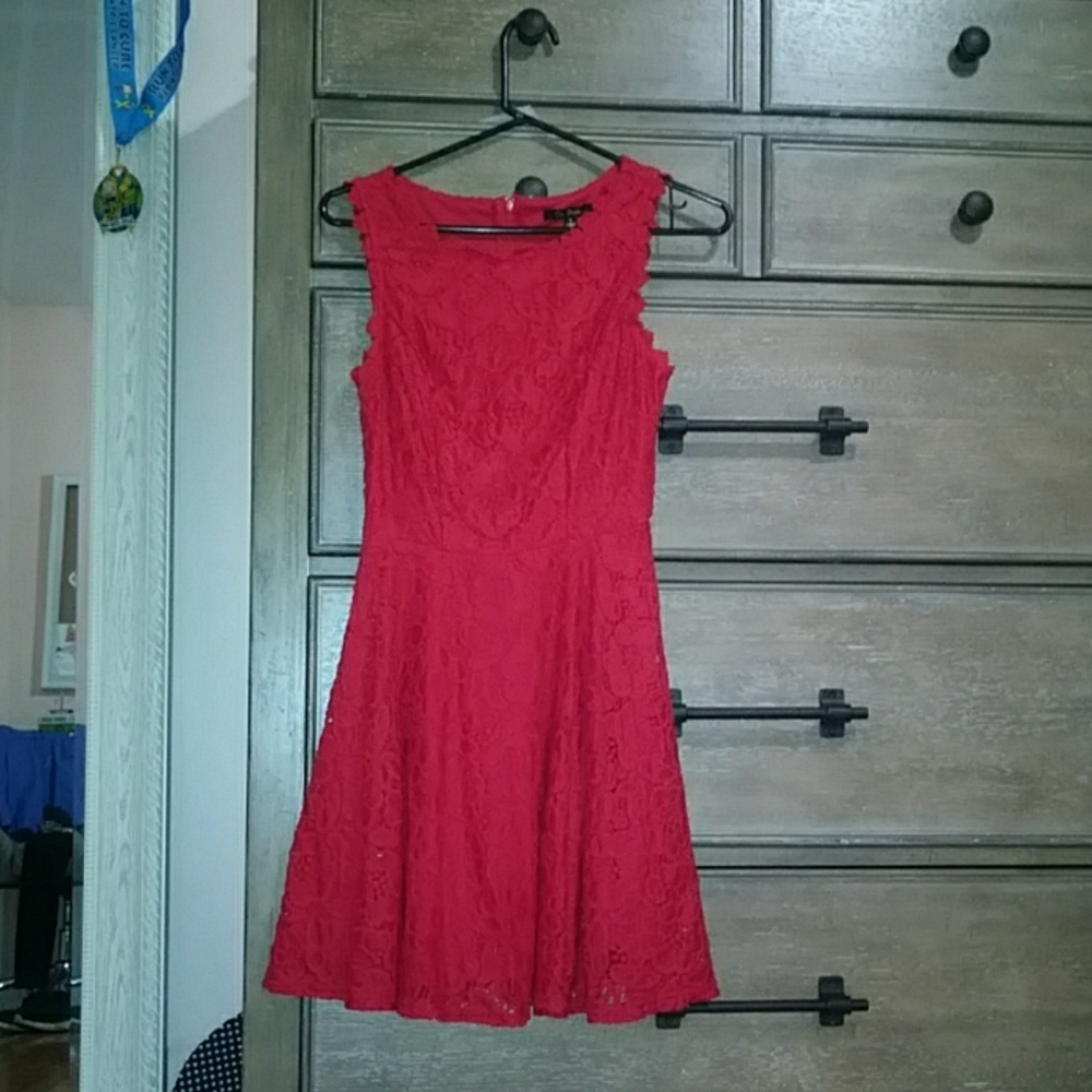 Only worn once red lace dress.